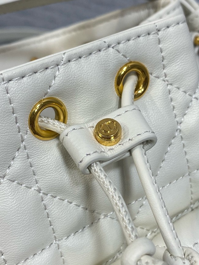Dior Caro Nano Bucket Bag Macrocannage Lambskin S5250 white