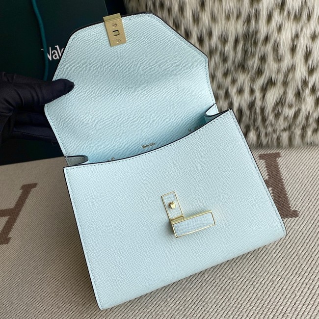 Valextra Iside Top Handle Mini Bag 00360 CERULEAN BLUE