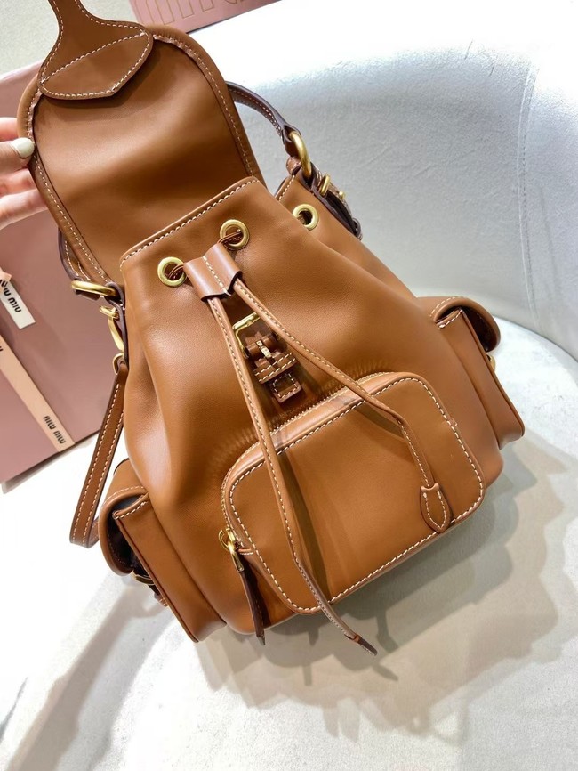 MIUMIU Cowhide backpack 5BZ043 brown