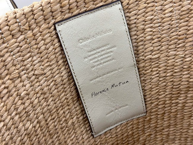 CHLOE Woven Raffia Slit Mini Tote Bag 11265 white