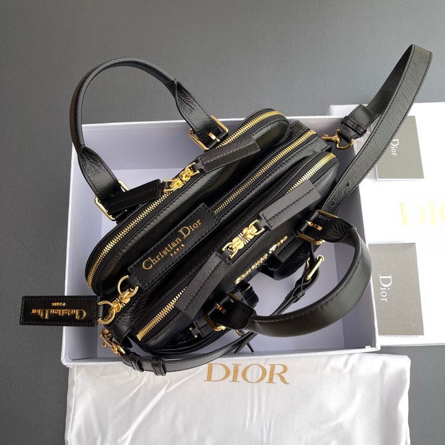 Dior Small Grand Tour Bowling Bag Black Crinkled Calfskin M6000UNQD