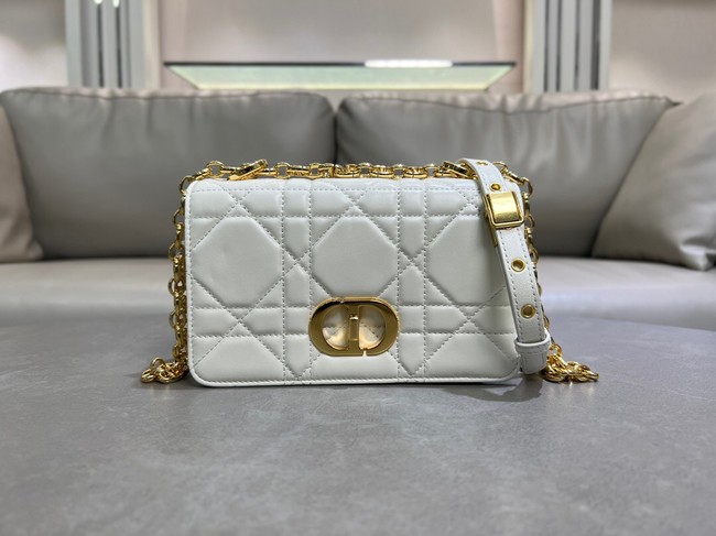 Small Soft Dior Caro Bag Macrocannage Lambskin M9252UHPA Latte