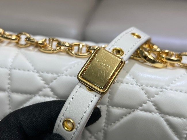 Small Soft Dior Caro Bag Macrocannage Lambskin M9252UHPA Latte