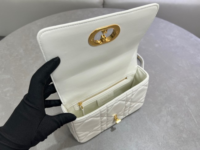 Small Soft Dior Caro Bag Macrocannage Lambskin M9252UHPA Latte