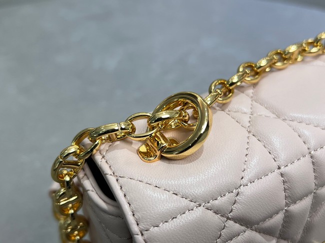 Small Soft Dior Caro Bag Macrocannage Lambskin M9252UHPA Powder Pink