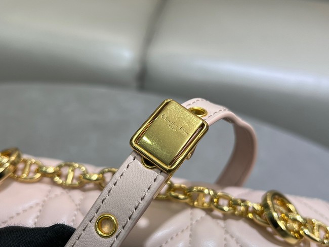 Small Soft Dior Caro Bag Macrocannage Lambskin M9252UHPA Powder Pink