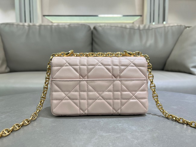 Small Soft Dior Caro Bag Macrocannage Lambskin M9252UHPA Powder Pink