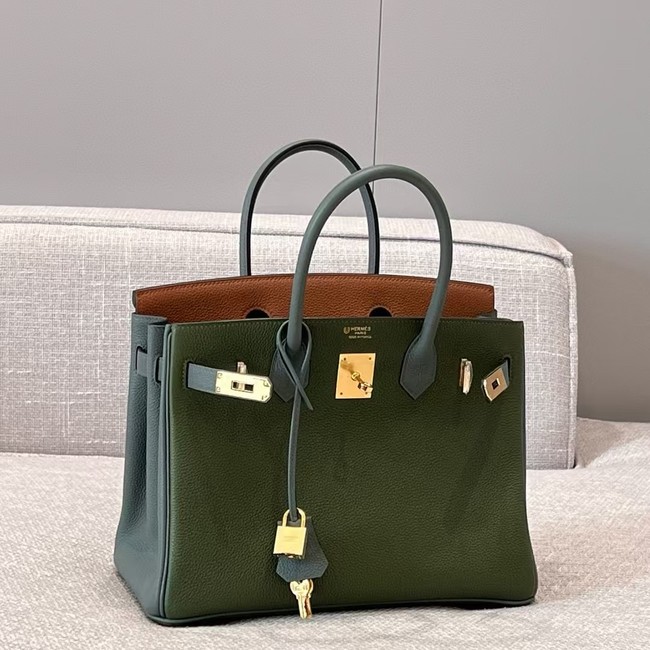 Hermes Birkin Tote Bag Original Togo Leather 6635 Khaki & camel