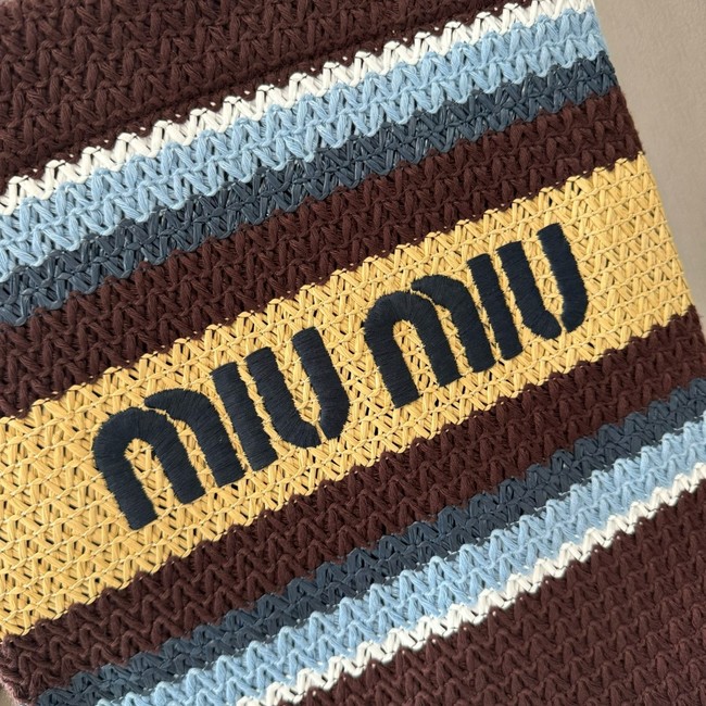 miumiu Raffia effect woven tote bag 5BG248-5