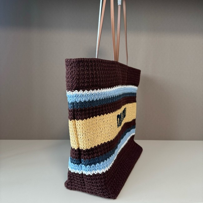 miumiu Raffia effect woven tote bag 5GB228-1