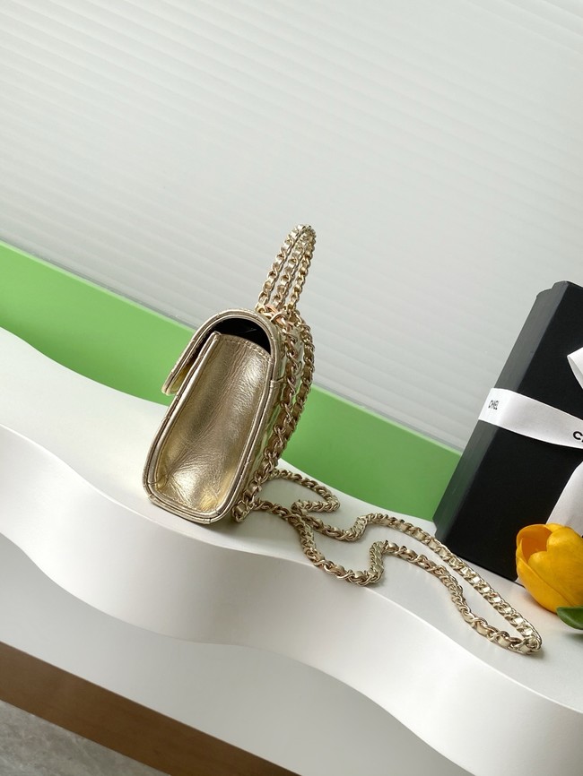 Chanel MINI FLAP BAG CLUTCH WITH CHAIN Gold-Tone Metal AP3238 gold