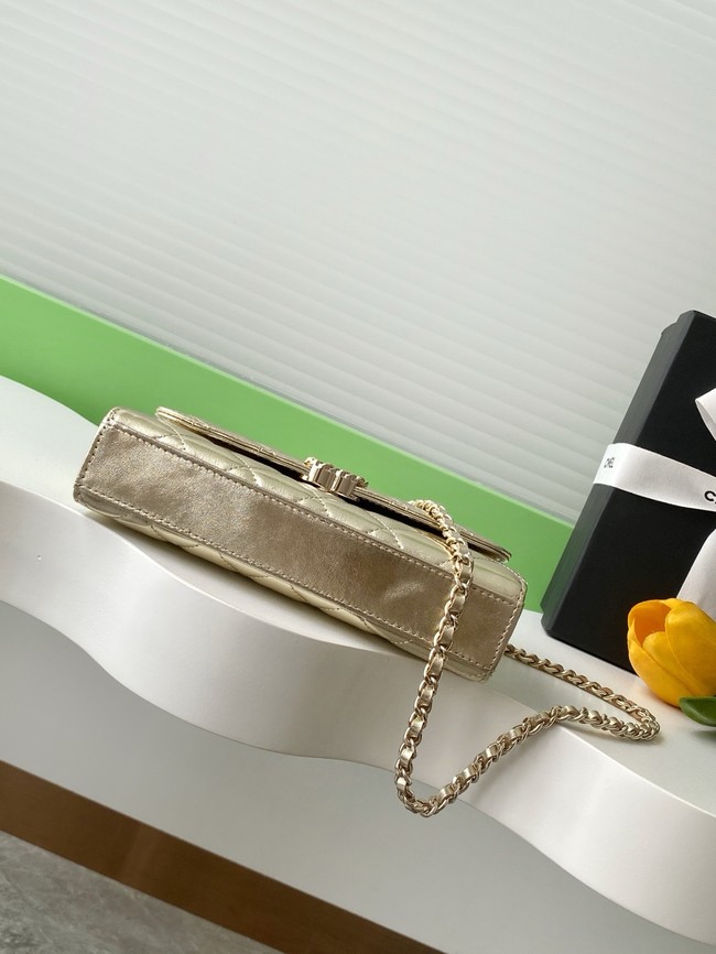 Chanel MINI FLAP BAG CLUTCH WITH CHAIN Gold-Tone Metal AP3238 gold