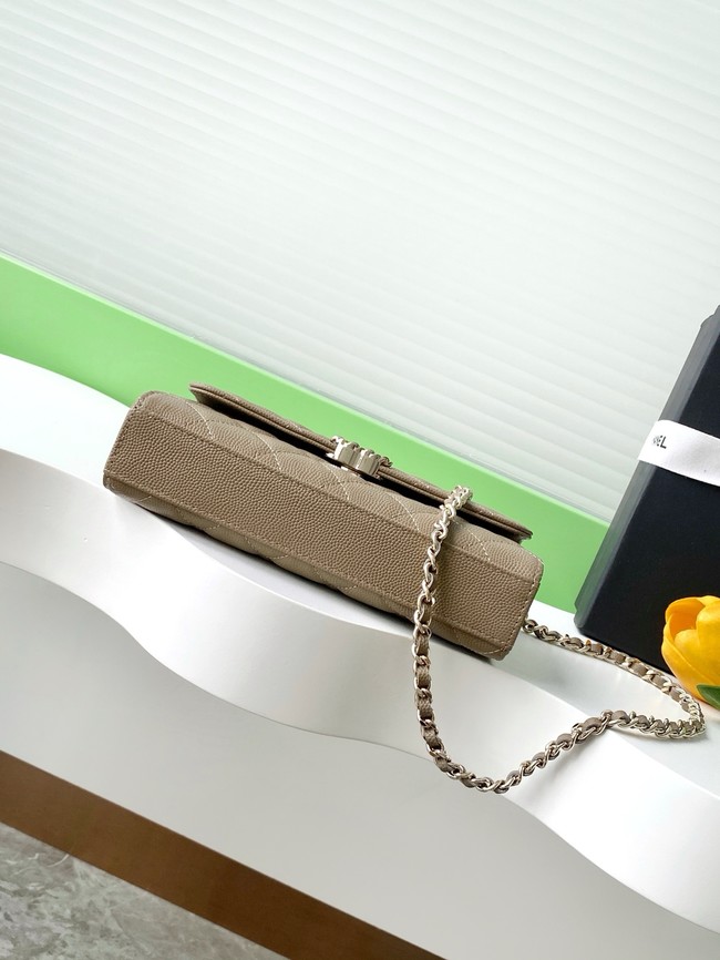 Chanel MINI FLAP BAG CLUTCH WITH CHAIN Gold-Tone Metal AP3238 gray