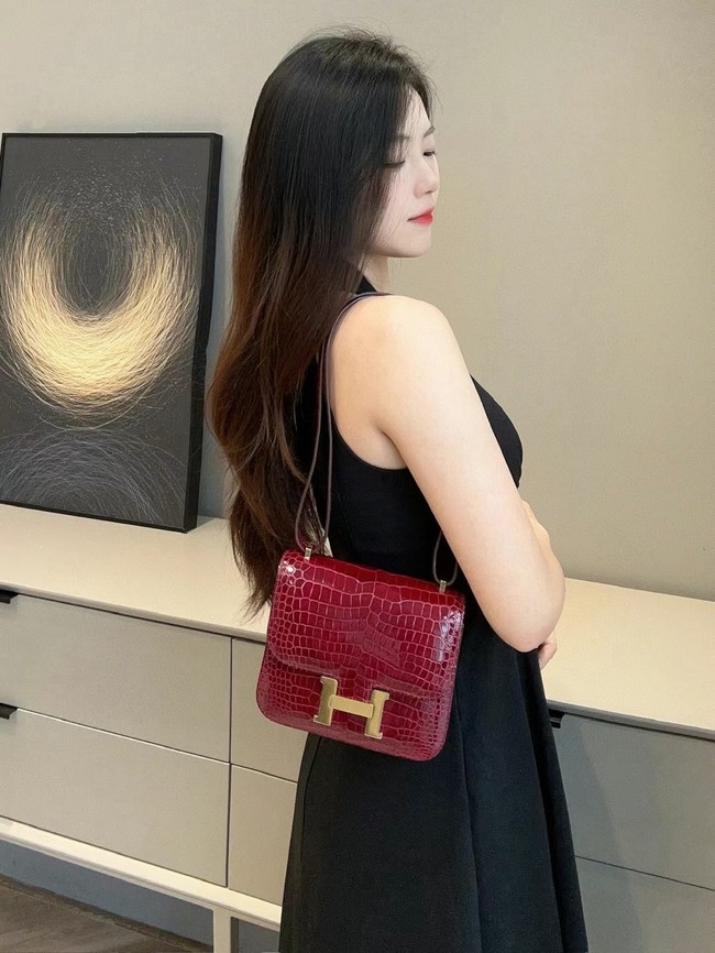 Hermes Constance Bag Nile crocodile leather 2701 burgundy