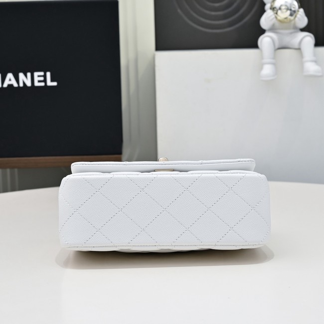 Chanel MINI FLAP BAG CLUTCH WITH CHAIN Gold-Tone Metal AS4591 white