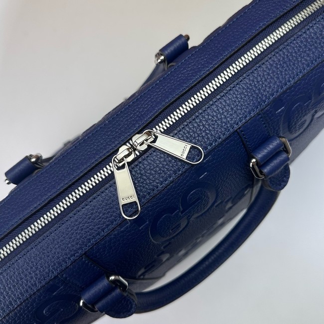 Gucci Jumbo GG Leather Briefcase 658573 blue