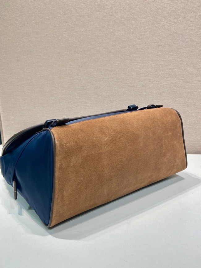 Prada Medium Re-Nylon and suede shoulder bag 2VD052A blue
