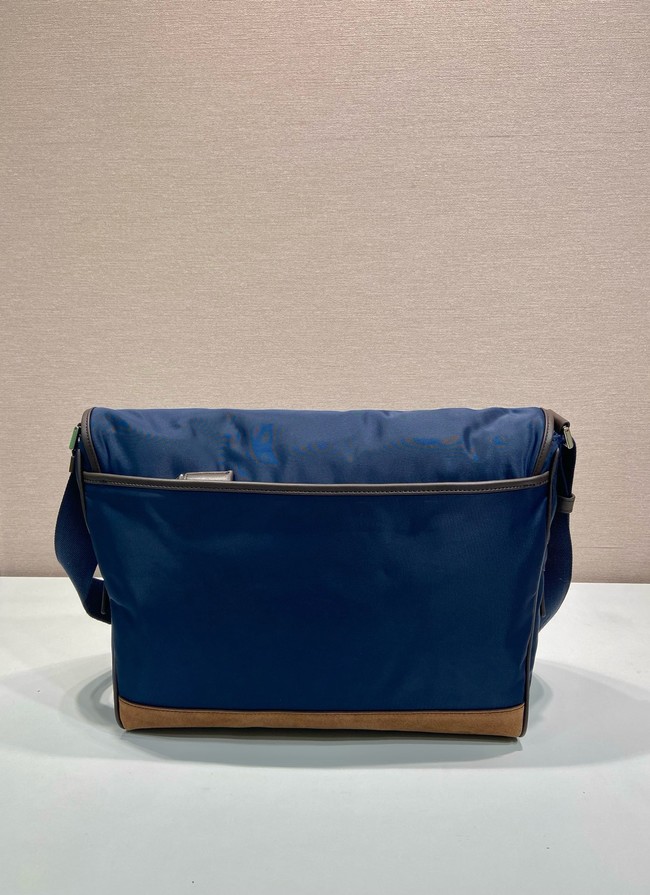 Prada Medium Re-Nylon and suede shoulder bag 2VD052A blue