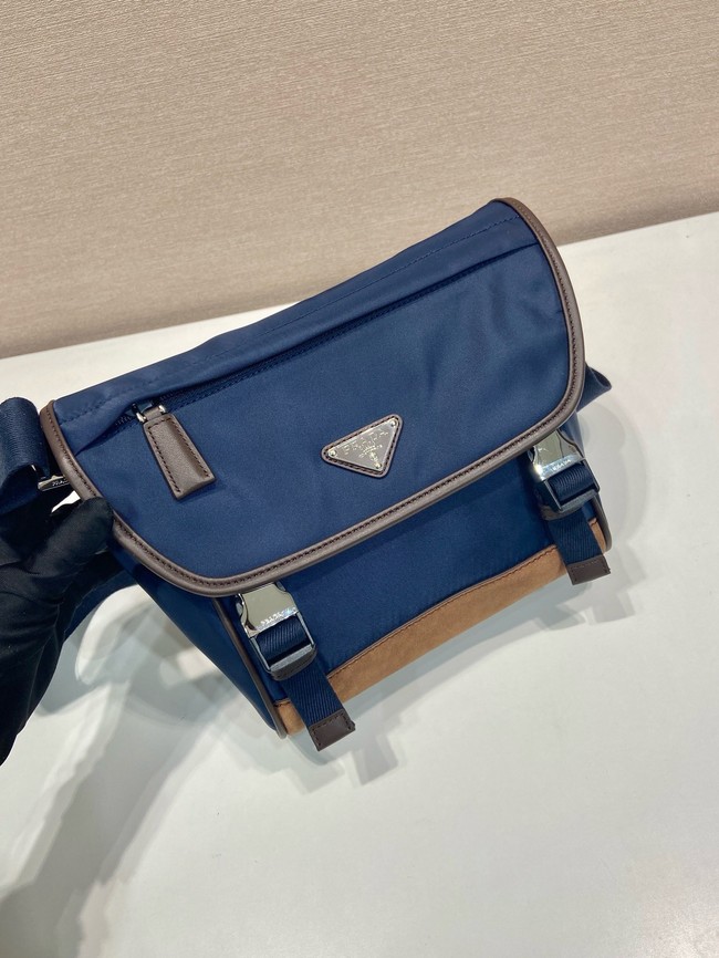 Prada Medium Re-Nylon and suede shoulder bag 2VD066 blue