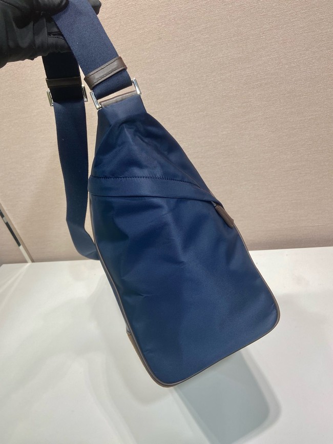 Prada Medium Re-Nylon and suede shoulder bag 2VH180 blue