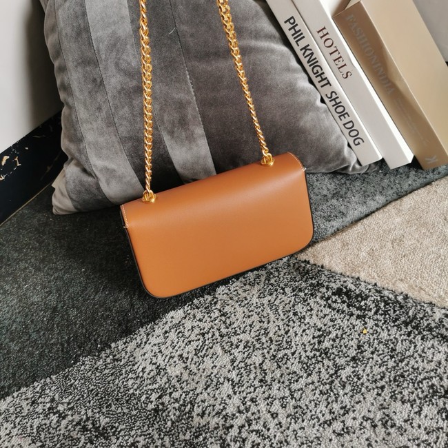Celine CHAIN SHOULDER BAG TRIOMPHE IN SHINY CALFSKIN 197992 TAN