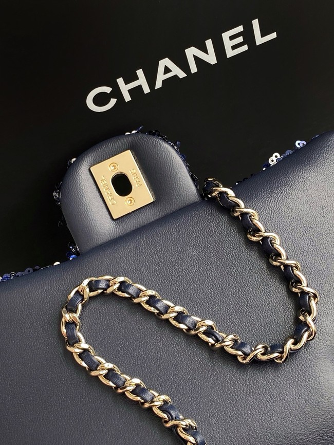 Chanel Fringed Sequins Flap Bag AS4561 dark blue