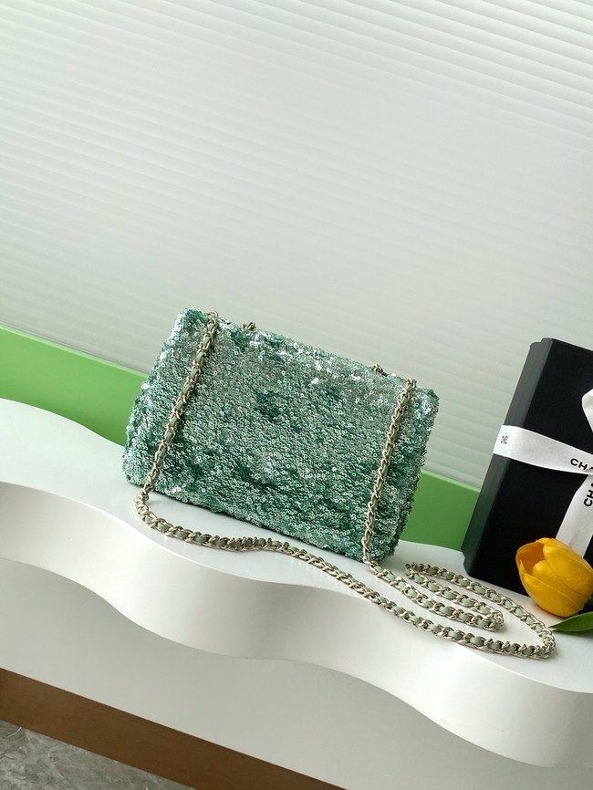 Chanel Fringed Sequins Flap Bag AS4561 green