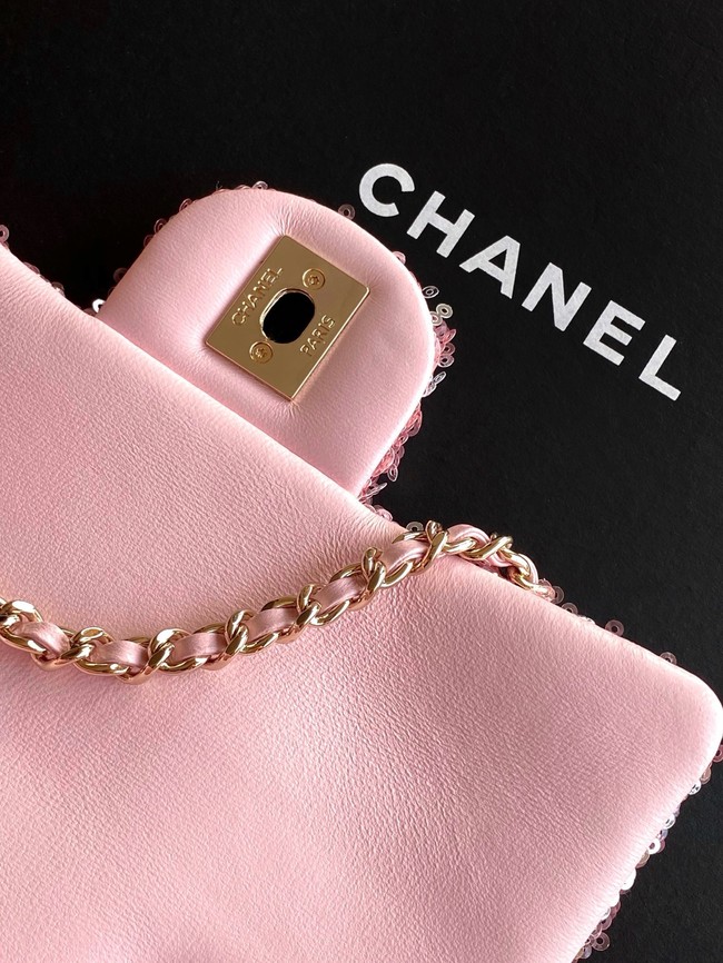 Chanel Fringed Sequins Flap Bag AS4561 pink