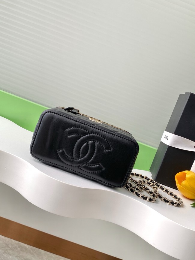 Chanel MINI FLAP BAG CLUTCH WITH CHAIN Gold-Tone Metal AP4325 BLACK