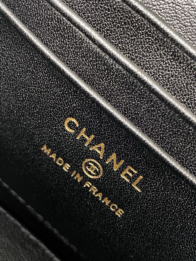 Chanel MINI FLAP BAG CLUTCH WITH CHAIN Gold-Tone Metal AP4325 BLACK