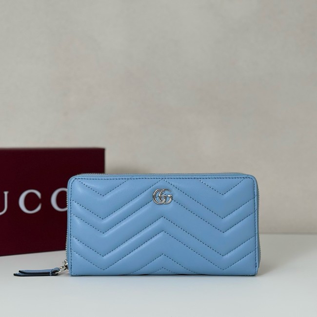 Gucci GG Marmont zip around wallet 837758 blue