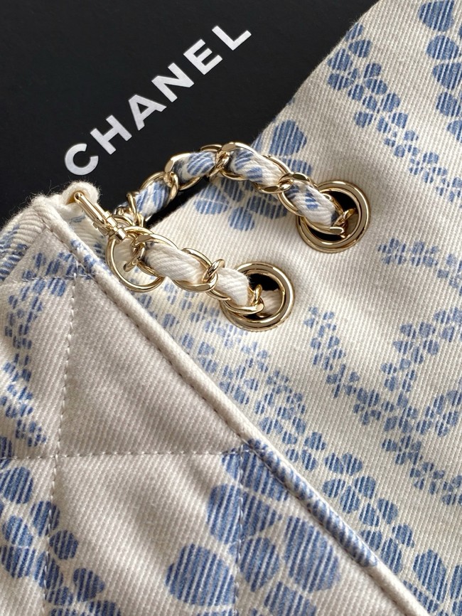 Chanel Flap Bag AS5454 Light blue & White