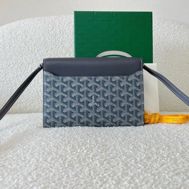 Goyard Calfskin Leather Shoulder Bag 55698 dark blue