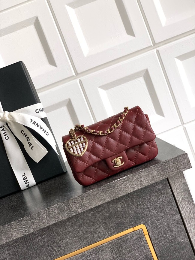 Chanel Classic Mini Bag with hook AP4760 burgundy