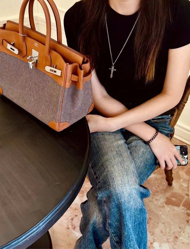 Hermes Birkin Bag togo Leather&Canvas 77886-4