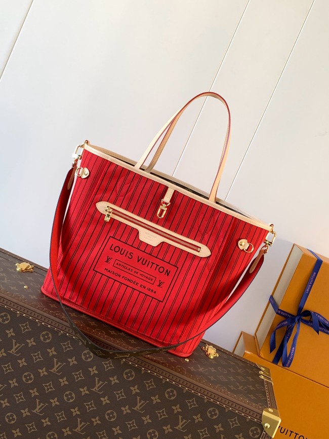 Louis Vuitton Neverfull Bandouliere Inside Out MM M12257 Monogram&red