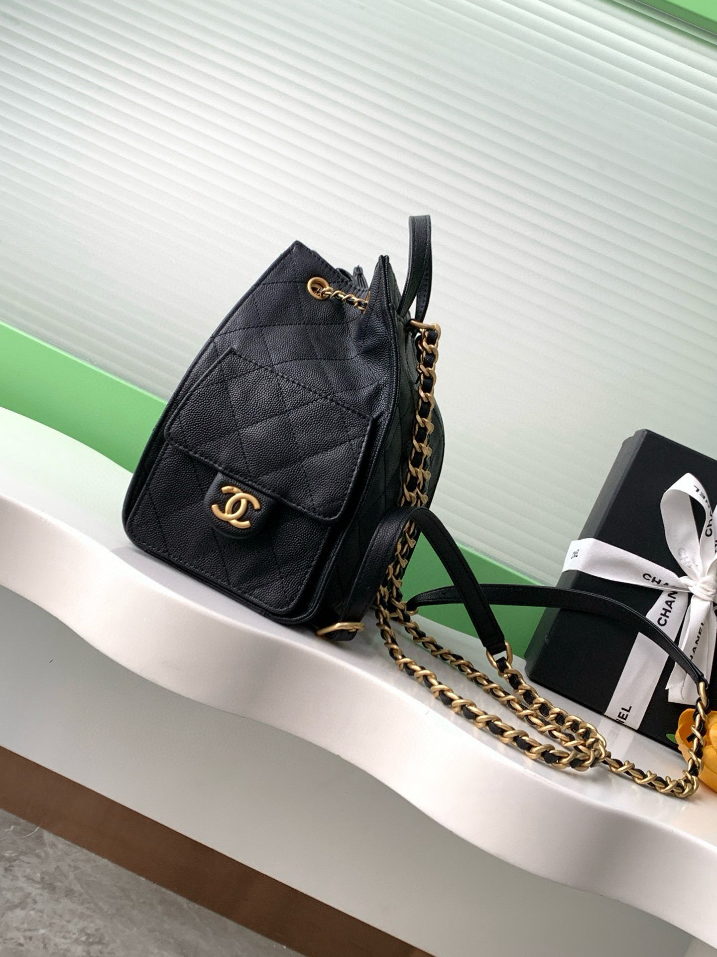 Chanel 25 Bag Original Caviar Leather Backpack AS5600 Black Chanel 25 Bag Original Caviar Leather Backpack AS5600 Black