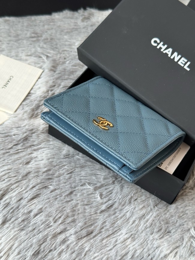 Chanel Leather Wallet A84058 blue