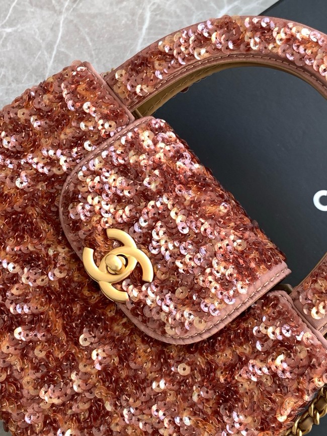Chanel MINI Fringed Sequins SHOPPING BAG AS4416 Apricot
