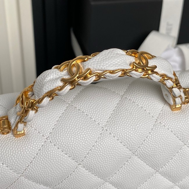 CHANEL Mini Flap Bag with Top Handle AS5701 white
