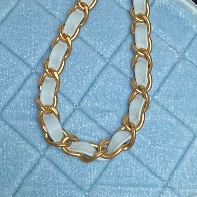 Chanel Velvet Mini Bowling Bag AS5572light blue