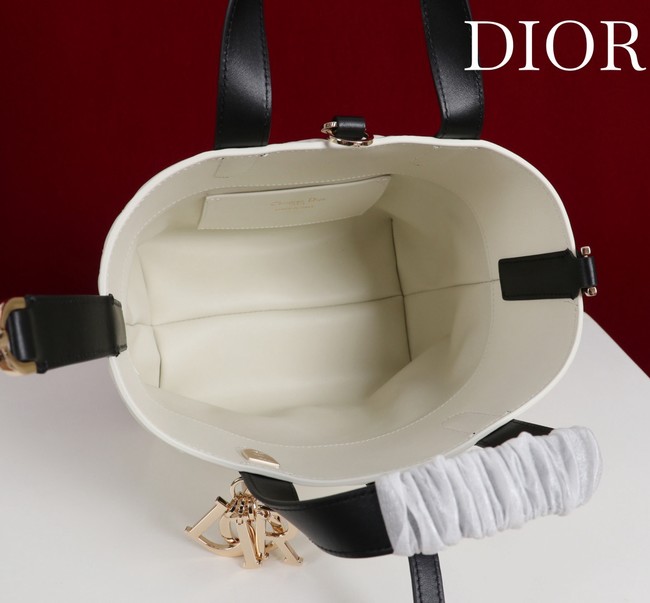 Small Dior Toujours Vertical Tote Bag M2835OSNW white&black