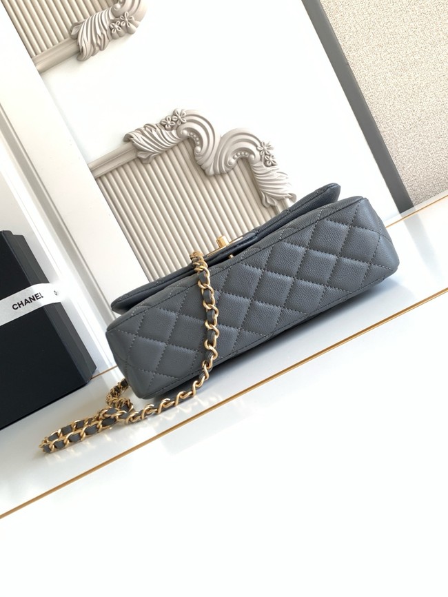 CHANEL Mini Flap Bag with Top Handle AS5702 gray