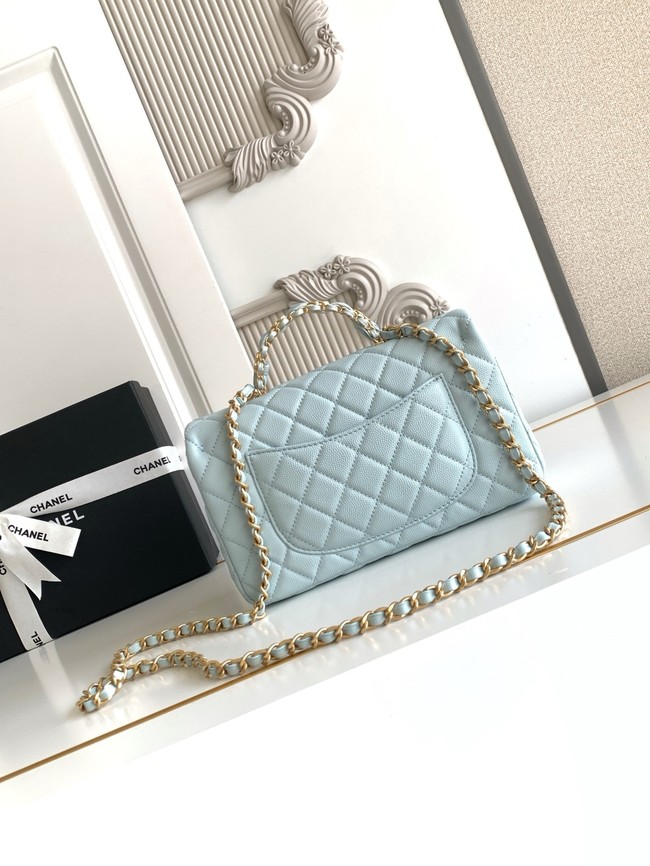 CHANEL Mini Flap Bag with Top Handle AS5702 light blue