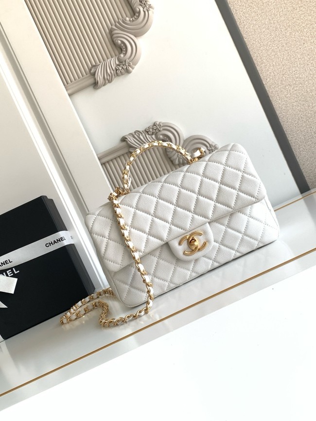 CHANEL Mini Flap Bag with Top Handle AS5702 white