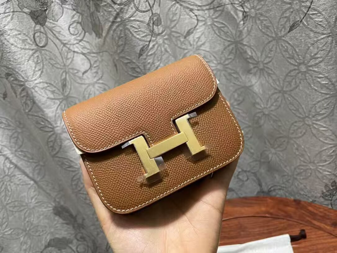 Hermes Epsom Leather Wallet Bag H8030 Brown