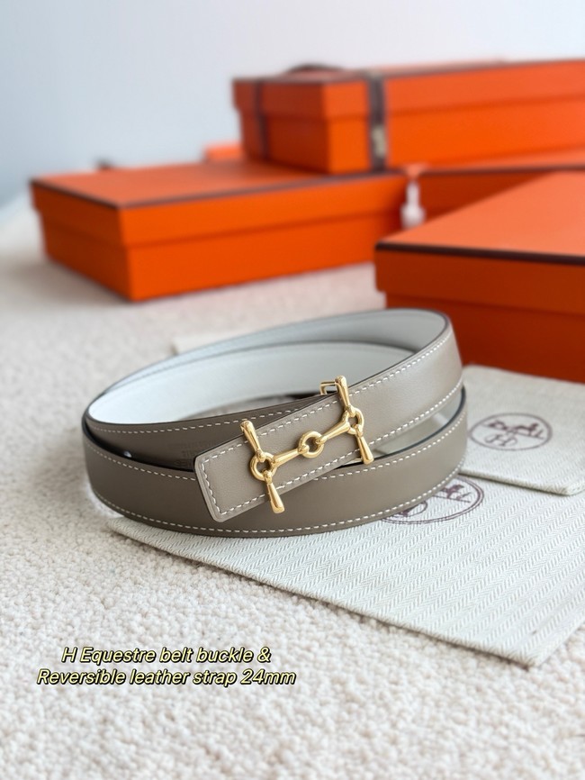 Hermes Swift & Epsom calfskin double-sided leather belt 65985