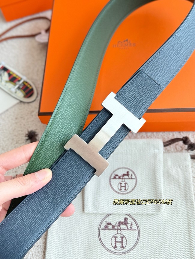 Hermes Epsom calfskin double-sided leather belt 65989