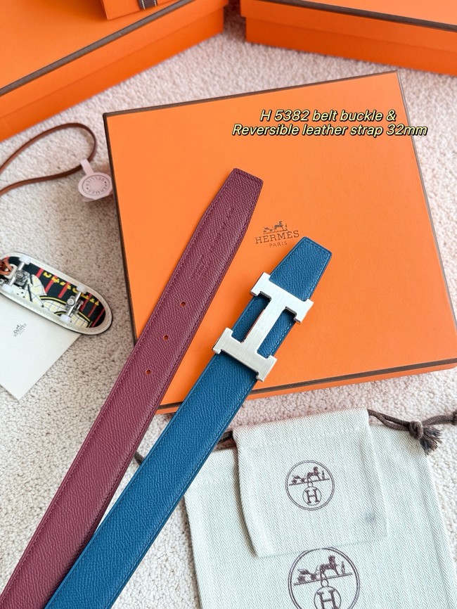 Hermes Epsom calfskin double-sided leather belt 66000