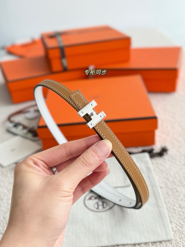 Hermes Swft & Epsom calfskin double-sided leather belt 66025